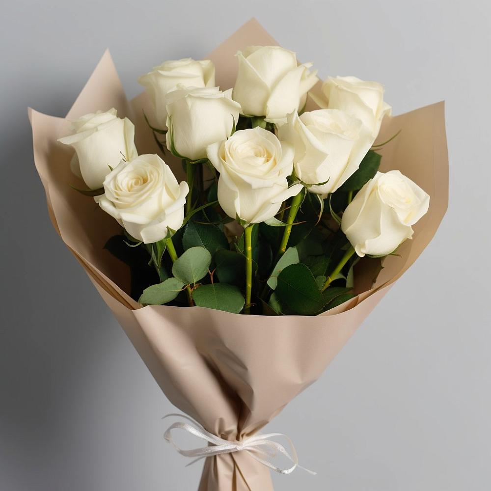 Букет 9 Белых роз Эдлесс Лав в Кемерово